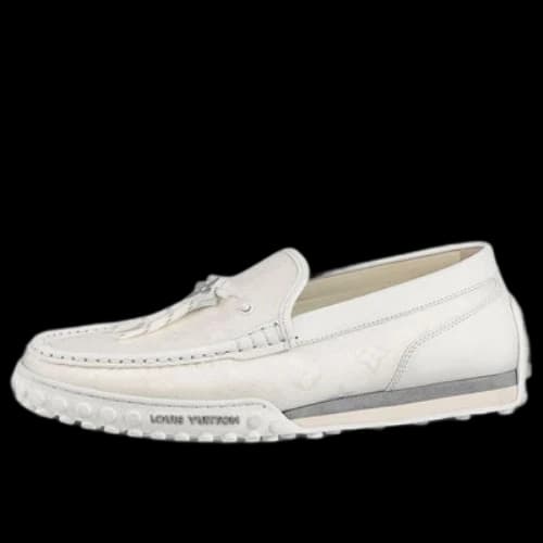 LOUIS VUITTON Racer Moccasins Shoes 'White Mesh Monogram'