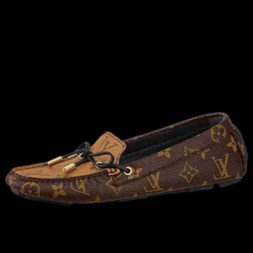 LOUIS VUITTON Gloria Flat Loafers 'Brown Monogram with Black' (Women's)