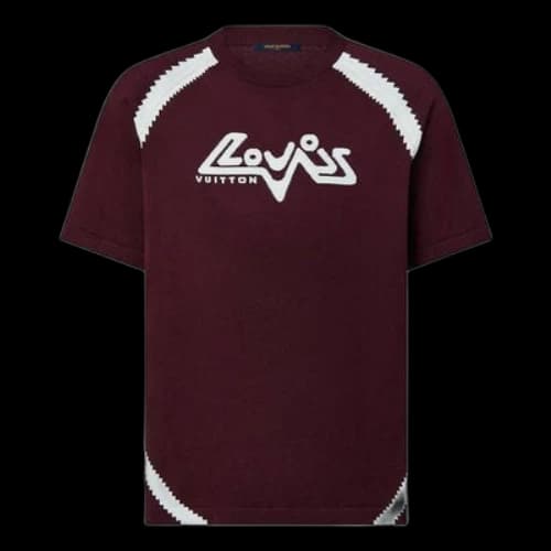LOUIS VUITTON Cotton Intarsia Crewneck T-shirt 'Plum Red'