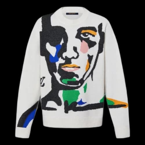 LOUIS VUITTON Intarsia Cashmere Wool Crewneck Sweater 'White Multi'