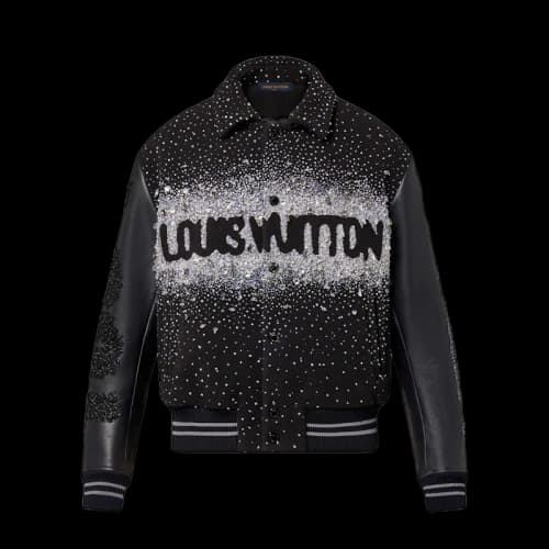 Louis Vuitton Made To Order Embroidered Varisty Blouson Dark Grey