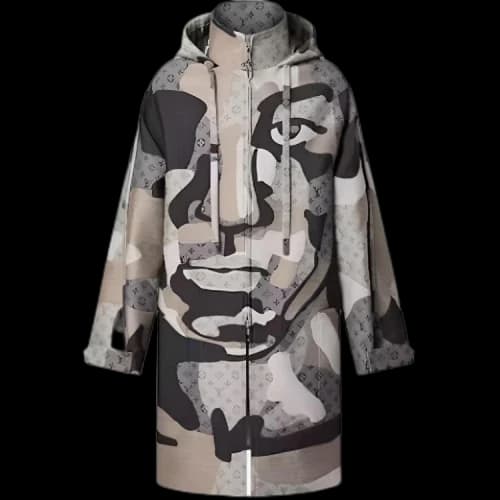 Louis Vuitton Patchworked Portrait Parka Mineral Grey