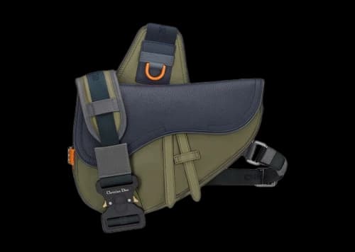 Dior x Sacai Saddle Bag Olive/Navy Blue