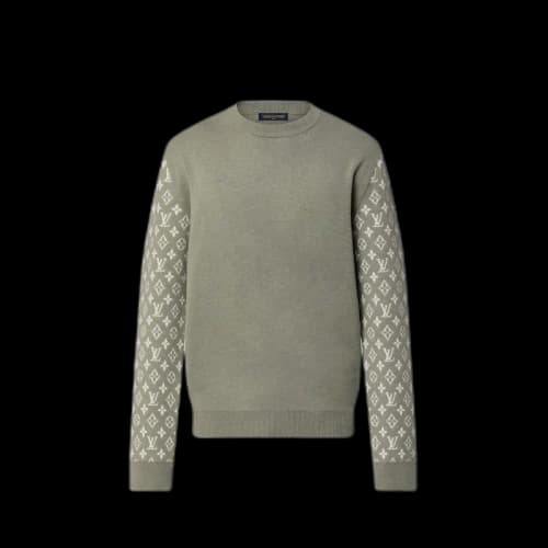 Louis Vuitton Long-Sleeved Cashmere Mix Signature Crewneck Grey
