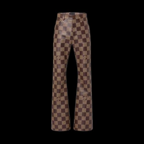 Louis Vuitton Damier Leather Pants Golden Brown