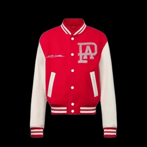 Louis Vuitton Mix Leather Varsity Blouson Jacket Bright Red
