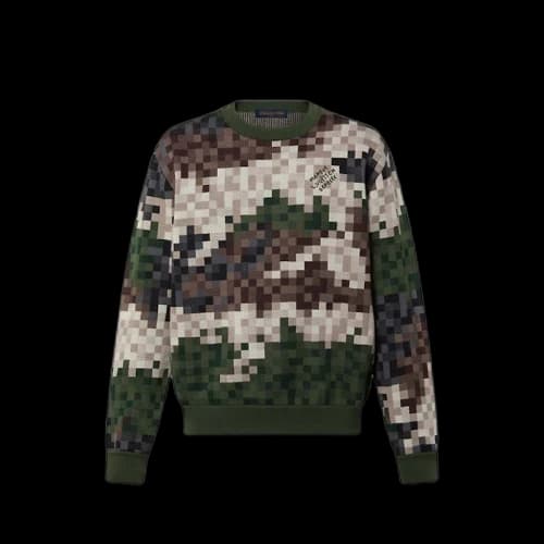 Louis Vuitton Damier Damoflage Cotton Jacquard Pullover Green Damoflage Damier