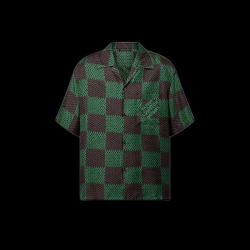 Louis Vuitton Open Collar Short-Sleeved Silk Shirt Jolly Green