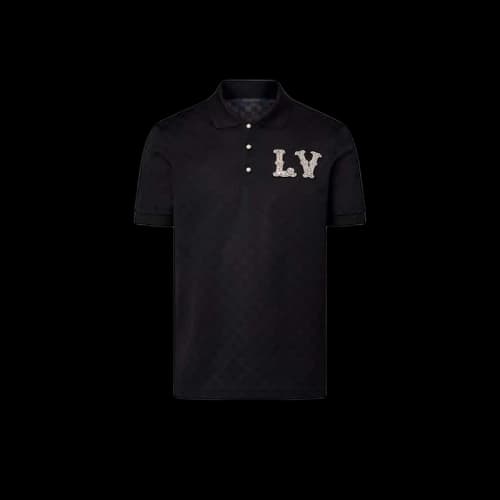Louis Vuitton Cotton Pique Polo with Embroidered LV Patch Black