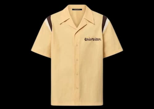 Louis Vuitton by Tyler, the Creator Embroidered Short-Sleeved Cotton Bowling Shirt Beige