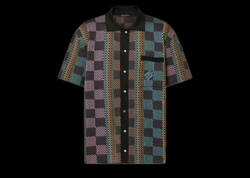 Louis Vuitton Damier Short-Sleeved Cotton Knit Shirt Multicolor