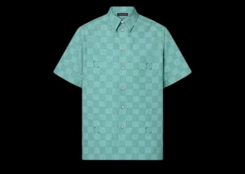 Louis Vuitton Printed Short-Sleeved Cotton Shirt Teal