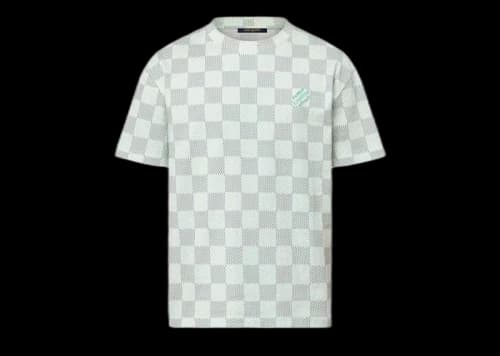 Louis Vuitton Printed Short-Sleeved Cotton Damier Monogram T-shirt Milky White
