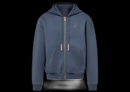 Louis Vuitton Embroidered Jersey Zip-Through Hoodie Slate Grey