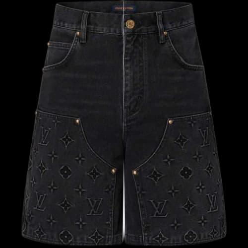 Louis Vuitton Monogram Workwear Denim Shorts Black
