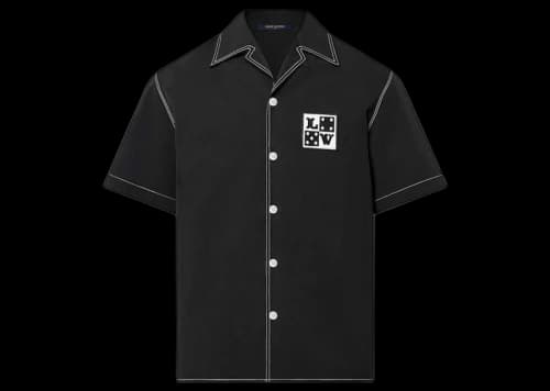 Louis Vuitton Embroidered Short-Sleeved Cotton Shirt Black