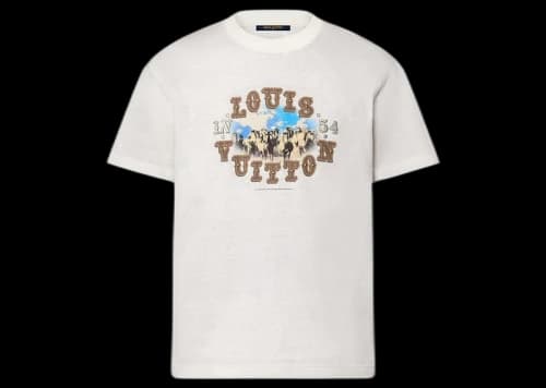 Louis Vuitton Graphic Cotton and Linen-Blend T-Shirt Milky White