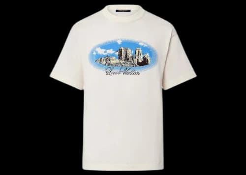 Louis Vuitton Graphic Short-Sleeved Cotton Crewneck Vanilla