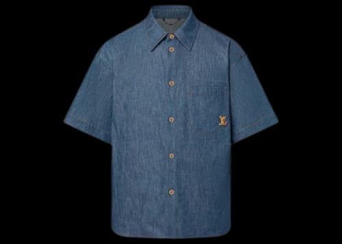 Louis Vuitton Short-Sleeved Cotton Chambray Shirt Indigo