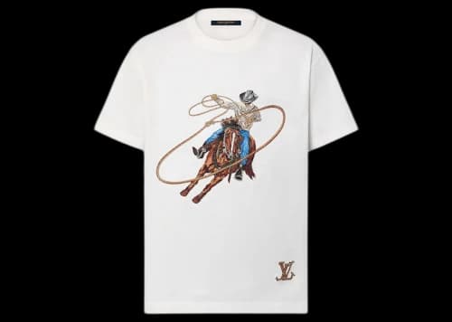 Louis Vuitton Graphic Embroidered Cotton T-Shirt Milky White