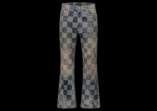 Louis Vuitton Damier Flared Washed Denim Pants Indigo