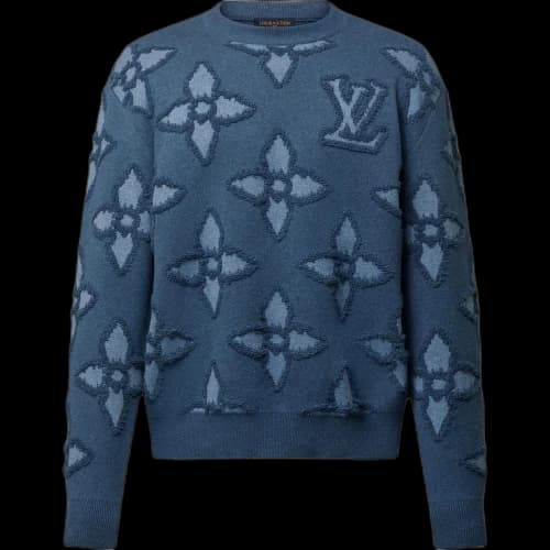 Louis Vuitton Textured Cotton Crewneck Indigo
