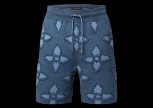 Louis Vuitton Textured Cotton Knit Shorts Indigo