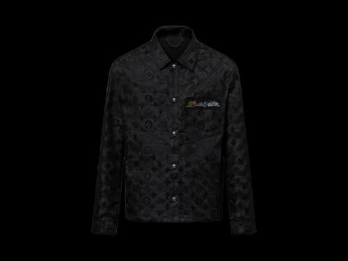 Louis Vuitton Monogram Moire Jacquard Silk Overshirt Black