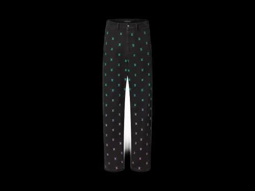 Louis Vuitton LV Blason Gradient Embroidered Denim Skate Pants Black