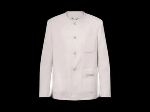 Louis Vuitton Preppy Collarless Wool Jacket Milky White