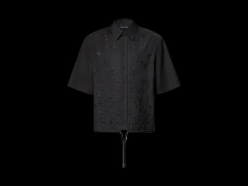 Louis Vuitton Monogram Flowers Embroidered Short-Sleeved Shirt Black