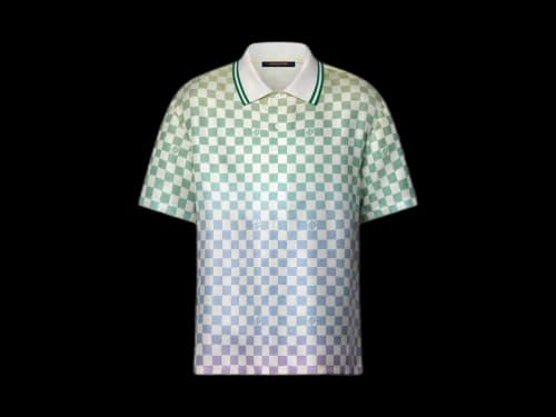 Louis Vuitton Damier Gradient Printed Silk Polo Shirt Multicolor