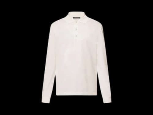 Louis Vuitton Damier Signature Long-Sleeved Polo Shirt Milky White