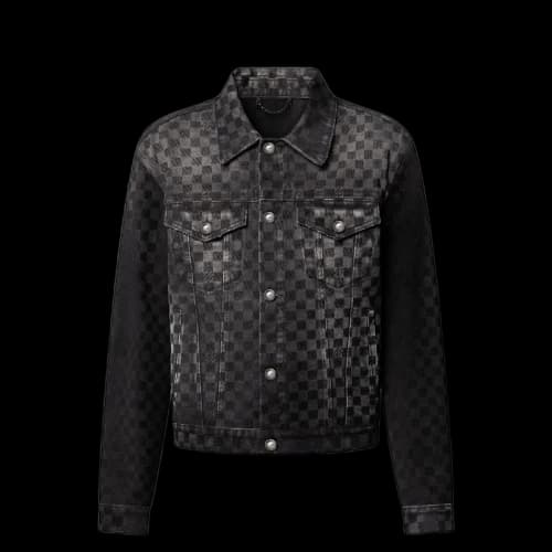 Louis Vuitton Flocked Damier Denim Trucker Jacket Black