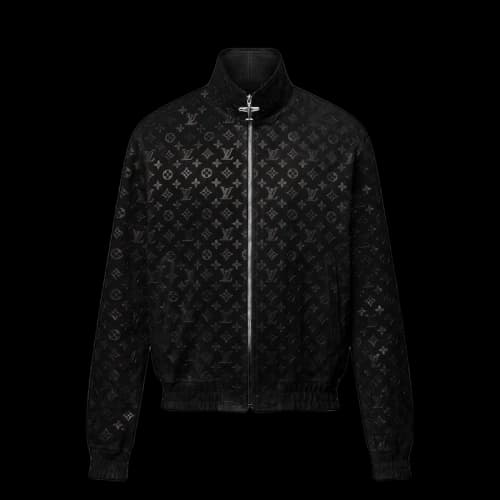 Louis Vuitton Monogram Debossed Suede Tracksuit Jacket Black