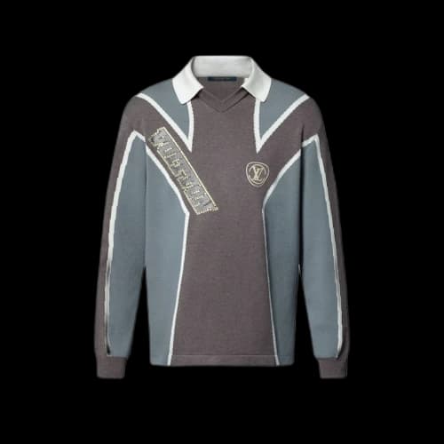 Louis Vuitton Long-Sleeved Cotton Intarsia Soccer Top Multicolor