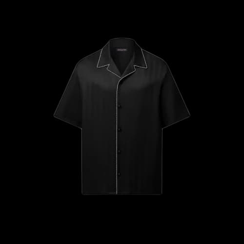 Louis Vuitton Bead-Embellished Short-Sleeved Silk Shirt Black