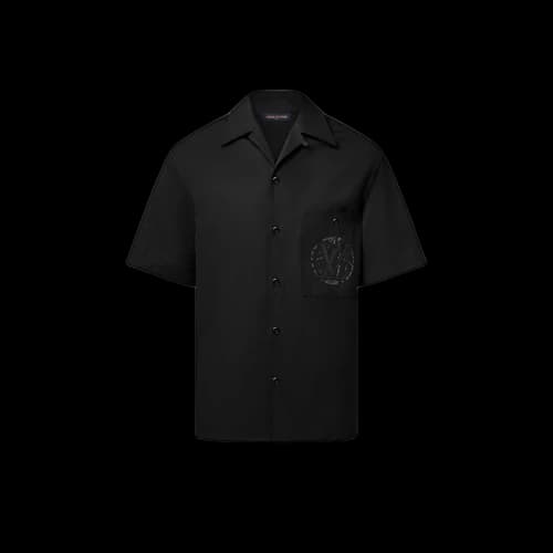 Louis Vuitton Embroidered Short-Sleeved Cotton Shirt Black
