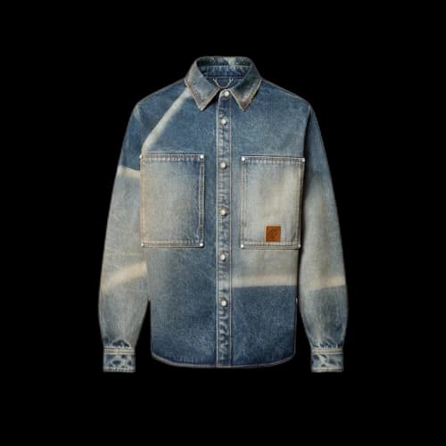 Louis Vuitton Sunfaded Effect Denim Long-Sleeved Shirt Indigo