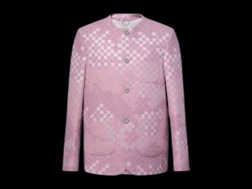 Louis Vuitton x Nigo Damoflage Collarless Tweed Jacket Pale Pink