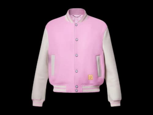 Louis Vuitton x Nigo Signature Leather Varsity Jacket Pale Pink