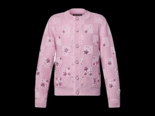 Louis Vuitton x Nigo Damier Embroidered Cardigan Pale Pink