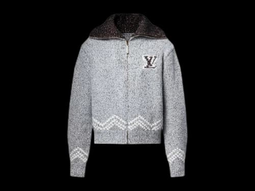 Louis Vuitton x Nigo Zippered Knitted Jacket Light Gray