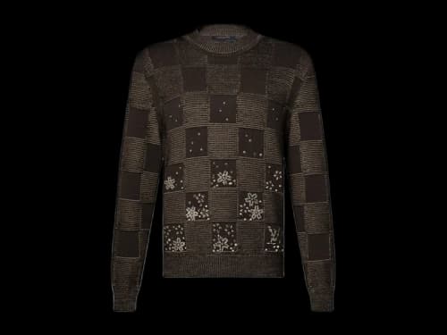 Louis Vuitton x Nigo Damier Embroidered Long-Sleeved Crewneck Chocolate Brown