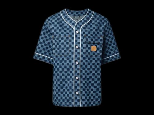 Louis Vuitton x Nigo Damier Denim Baseball Shirt Indigo