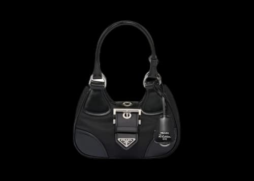 Prada Moon Re-Nylon And Leather Bag Black