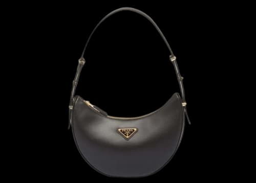 Prada Arqué Leather Shoulder Bag Black