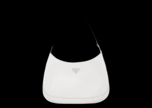 Prada Cleo Brushed Leather Shoulder Bag White