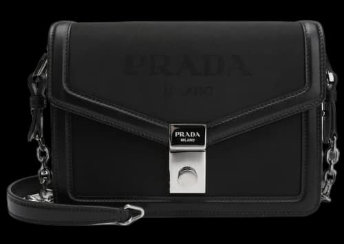 Prada Logo Embossed Crossbody Bag Black