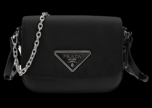 Prada Identity Logo-Plaque Shoulder Bag Black